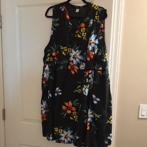 Old Navy Black Floral Midi Dress